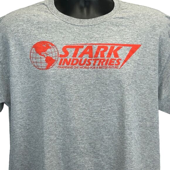 Stark Industries Iron Man T Shirt Mens Large Marvel Universe MCU Comic Book Gray - Picture 1 of 5